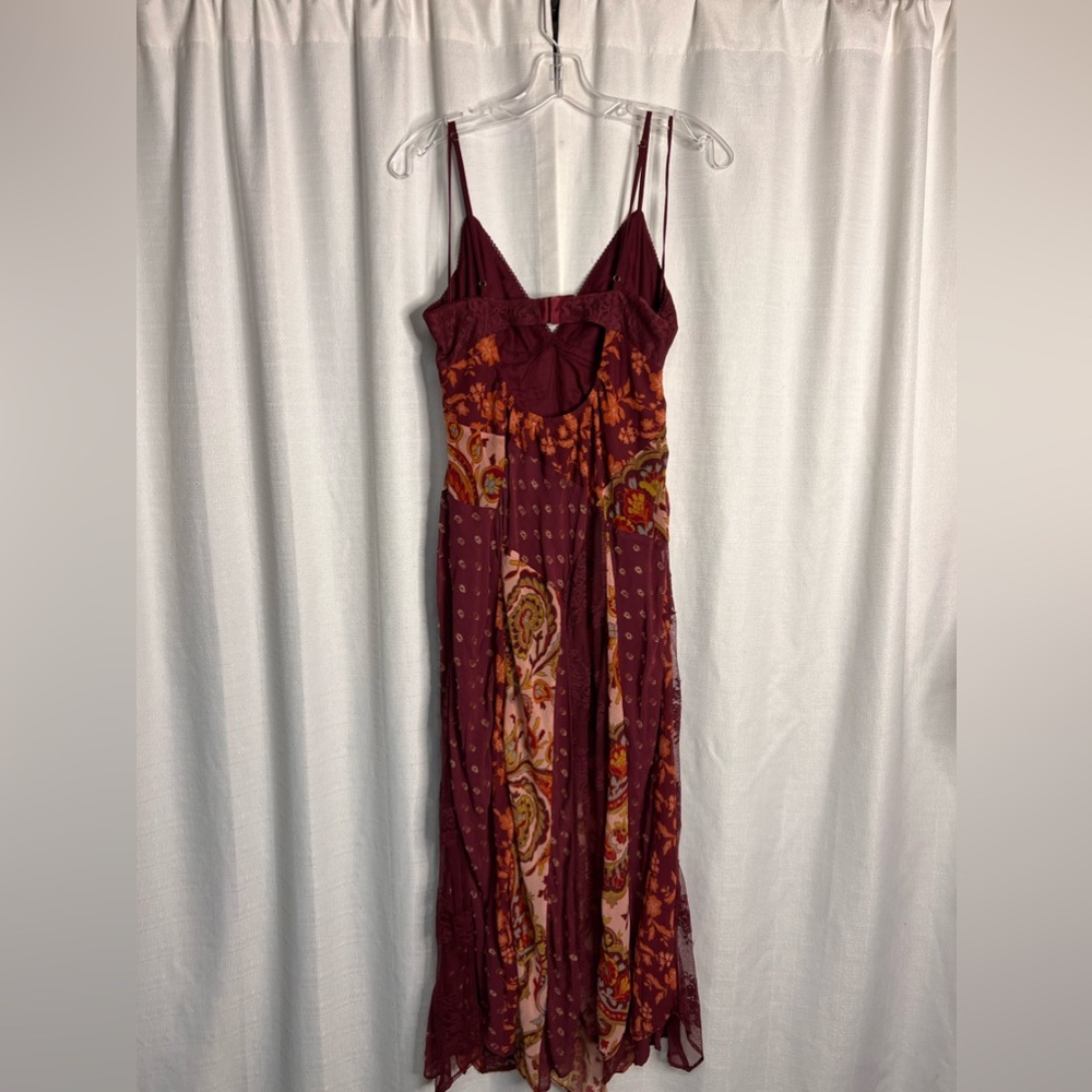 Free People! Evangeline Midi Dress in Brown Combo NWT! - Picture 6 of 11